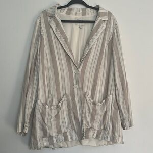 Torrid Two button Linen Blend pin Striped Blazer Womens Size 2X Neutral Modern